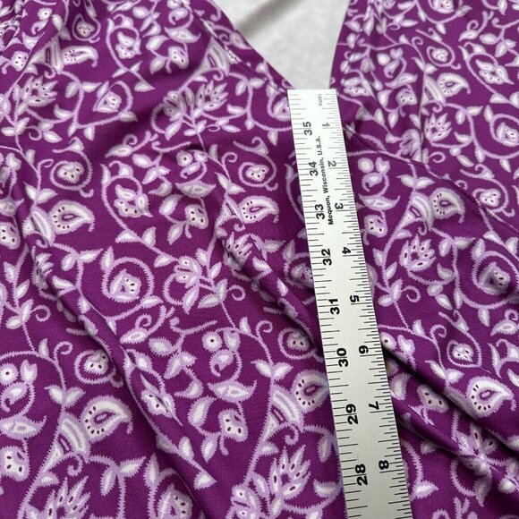 Athleta Faux Wrap Purple Floral Athletic Stretch V-Neck Dress Women's Medium - Picture 6 of 7